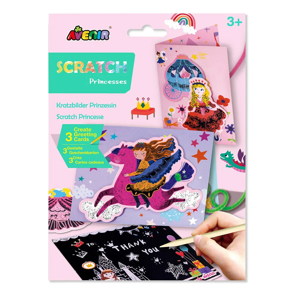 Avenir Scratch - Princesses | Arts & Crafts, Greeting Cards Set | Make Beautiful Greetings Cards | Scratch Art 3+