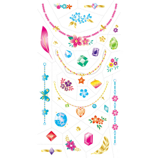 Avenir Tattoo Sticker - Jewelry | 50pc Set of Temporary Tattoos - High-Quality Water-Based Ink - Safe and Easy to Apply and Remove - Lasts 3-5 Days for Kids 3+