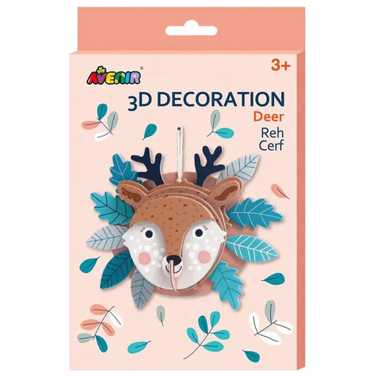 Avenir 3D Decoration - Deer Kit | Turn Your Wall into a Zoo! Create 3D Decorations with Pre-Cut Cardboard Puzzle Pieces | Thoughtful and Creative Gift Option for Kids 3+
