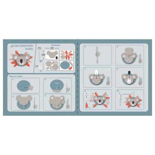 Avenir 3D Decoration - Koala Kit | Turn Your Wall into a Zoo! Create 3D Decorations with Pre-Cut Cardboard Puzzle Pieces | Thoughtful and Creative Gift Option for Kids 3+