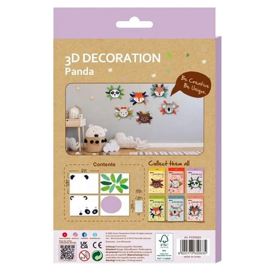 Avenir 3D Decoration - Panda Kit | Turn Your Wall into a Zoo! Create 3D Decorations with Pre-Cut Cardboard Puzzle Pieces | Thoughtful and Creative Gift Option for Kids 3+