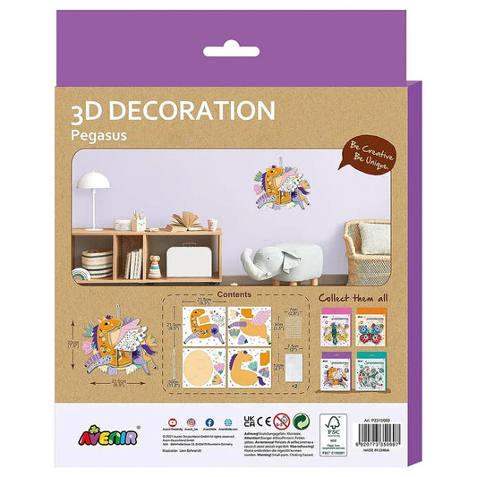 Avenir 3D Decoration - Cat Kit | Turn Your Wall into a Zoo! Create 3D Decorations with Pre-Cut Cardboard Puzzle Pieces | Thoughtful and Creative Gift Option for Kids 3+