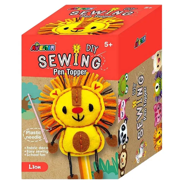 Avenir Sewing Pen Topper - Lion | DIY Pen Topper Friend Sewing Kit - Hours of Entertainment & Creativity | Tools & Instructions Included, Easy and Fun Activity for Kids +