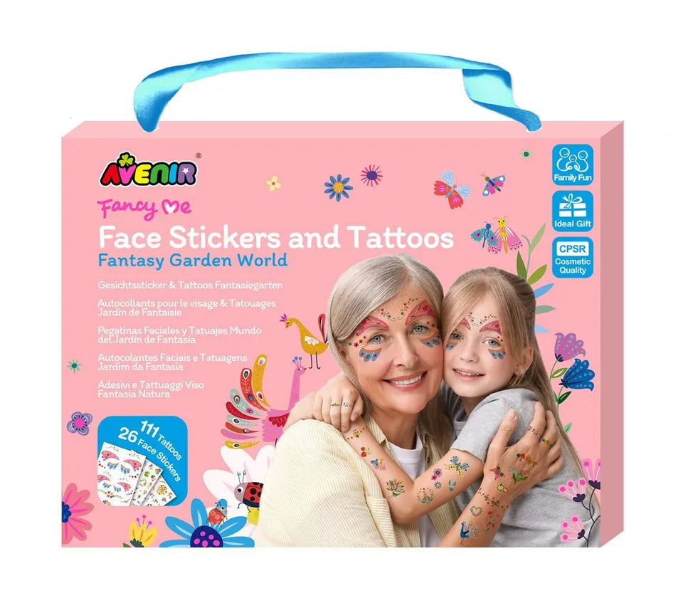 Avenir - Fancy Me Face Stickers & Tattoos for Kids – Fantasy Garden World | 110+ Cosmetic-Grade Removable Stickers | Safe Family Fun Activity for Dress-Up, Parties & Creative Play