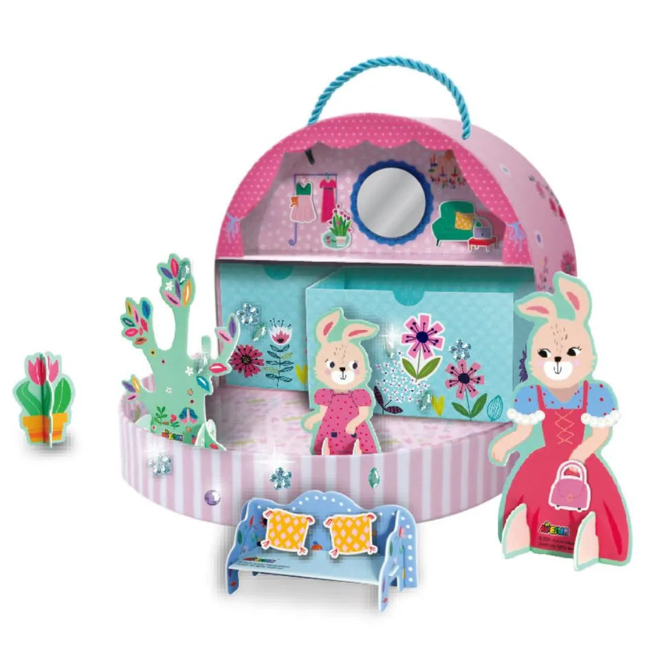 Avenir Little Hands' Play Box - Miss Bunny's Home Multicolour | 3D puzzle and laces to create an awesome bunny town | Ideal ages 3+