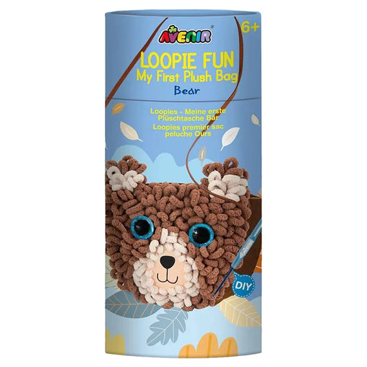 Avenir Loopie Fun - My First Plush Bag Kit - Bear| Learn to Sew with Loopies! Complete Kit with Felt, Soft Yarn, Crochet Hook, and Step-by-Step Instructions – Safe & Easy to Use | Kids Aged 3+