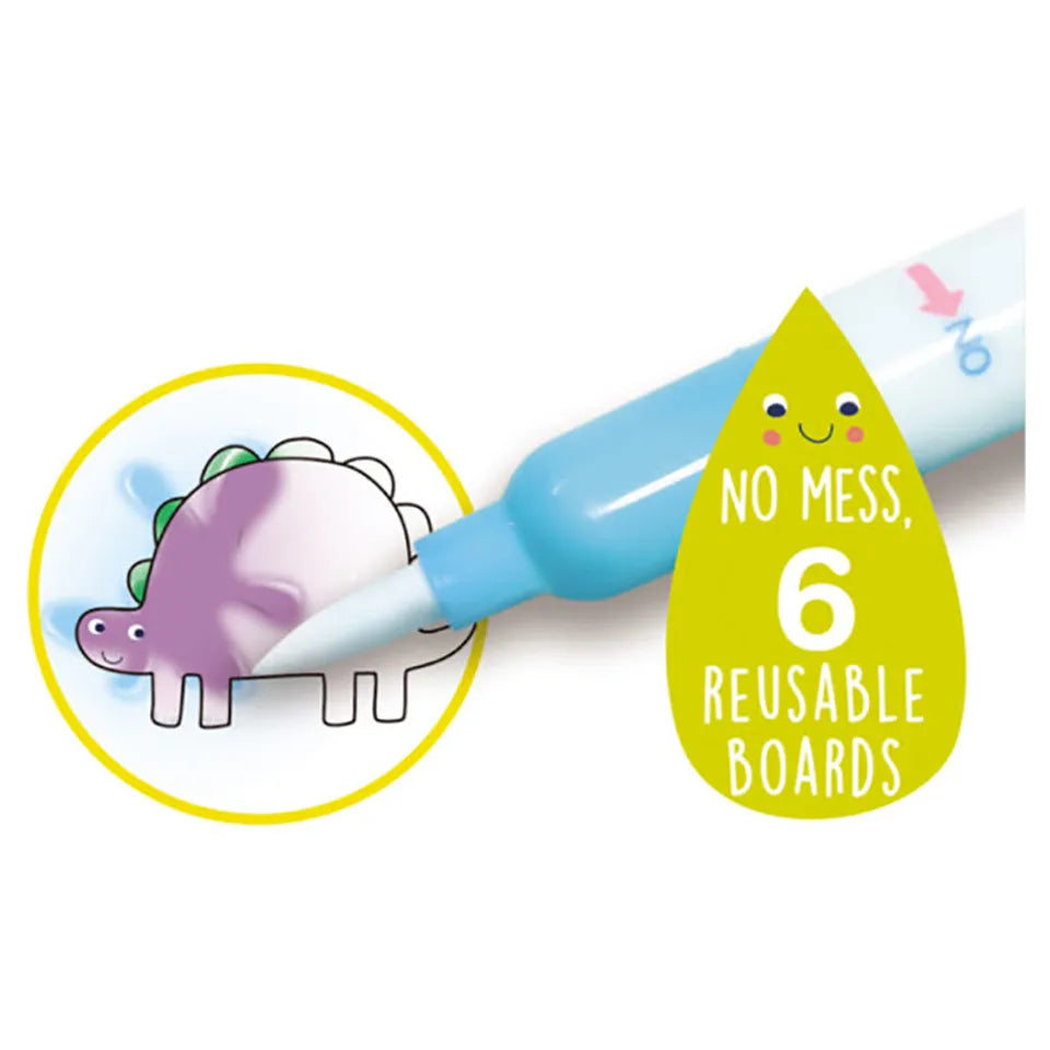 Avenir Magic Water Painting – 4 Seasons | 6 Reusable Coloring Surfaces, 2 Sheets of Repositionable Stickers, and Refillable Water Pen, Easy to Carry | Kids 3+
