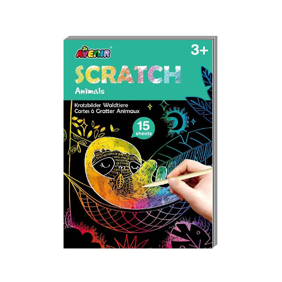 Avenir - Scratch Mini Book Animals | easy-to-use activity book is perfect for unleashing your child's imagination and creativity, while also fostering essential skills such as motor skills, hand-eye coordination, and manual dexterity | Ages 3+