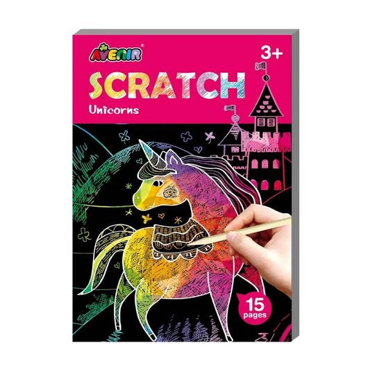 Avenir - Mini Scratch Book Unicorns | easy-to-use activity book is perfect for unleashing your child's imagination and creativity, while also fostering essential skills such as motor skills, hand-eye coordination, and manual dexterity | Ages 3+