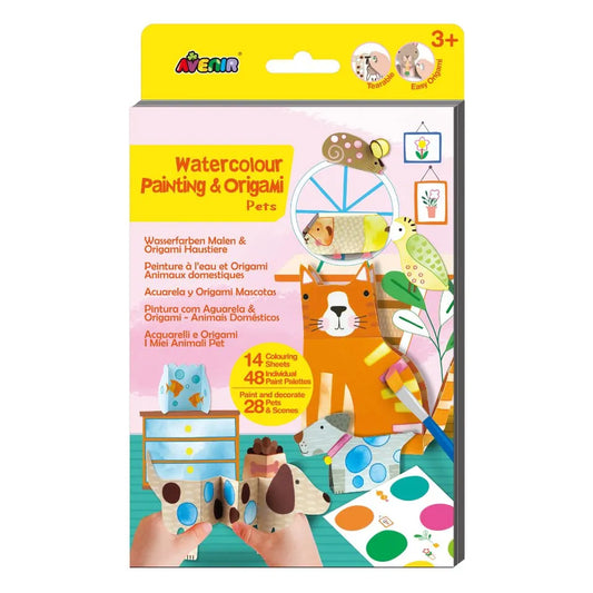 Avenir Watercolour Painting & Origami-Pets Multicolour | Encourage your child to be creative, great activity for rainy days, indoor play, travel and holidays | Ages 3+