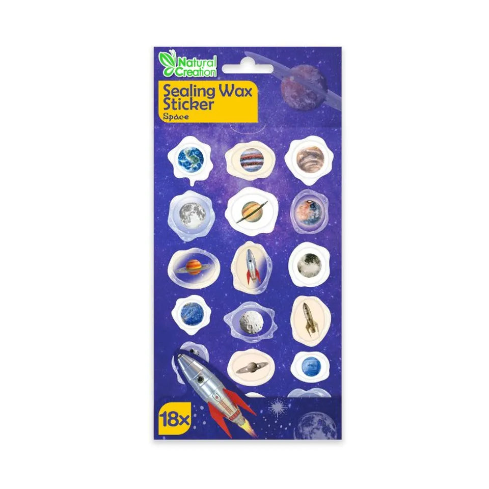 Avenir - Sealing Wax Stickers 10 pack - Space  Multicolour | fabulous sealing wax stickers showcasing a collection of space objects | Ages3+