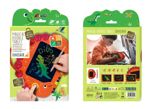 AVENIR LCD Artidoodle Board Dinosaur – Kids Drawing Tablet with Stylus | Erasable Doodle Pad, Eye Protection Screen, Travel-Friendly Writing Board for Boys & Girls