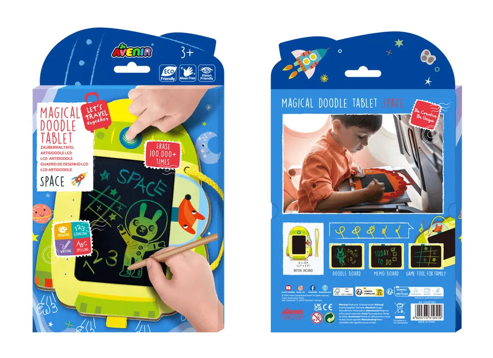 AVENIR LCD Artidoodle Board Space – Kids Drawing Tablet with Stylus | Erasable Doodle Pad, Eye Protection Screen, Travel-Friendly Writing Board for Boys & Girls