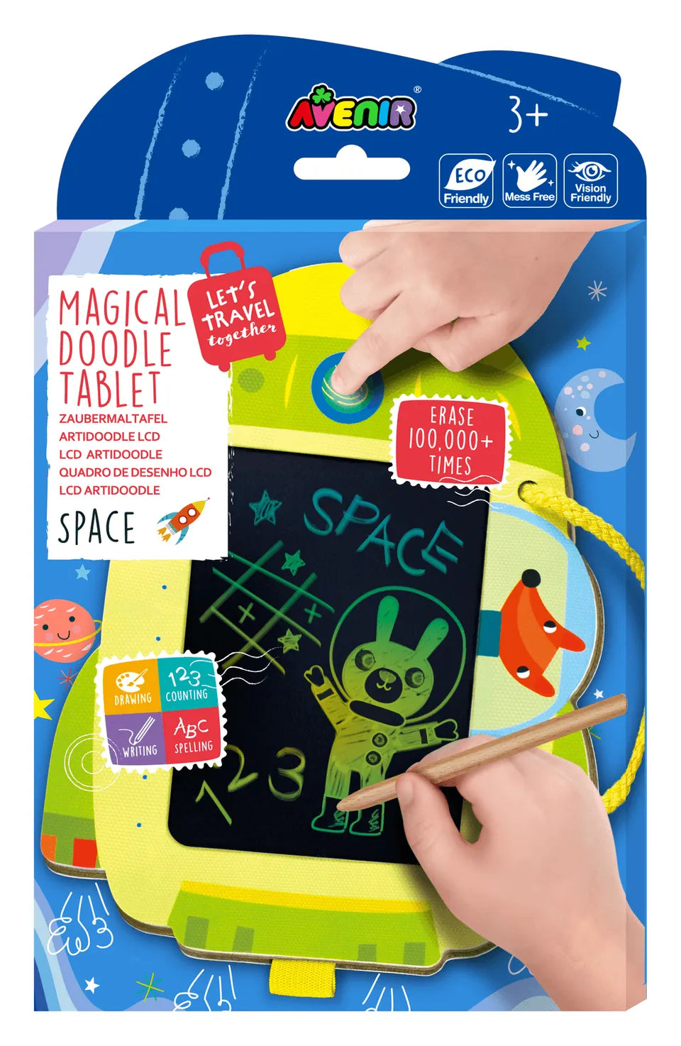AVENIR LCD Artidoodle Board Space – Kids Drawing Tablet with Stylus | Erasable Doodle Pad, Eye Protection Screen, Travel-Friendly Writing Board for Boys & Girls