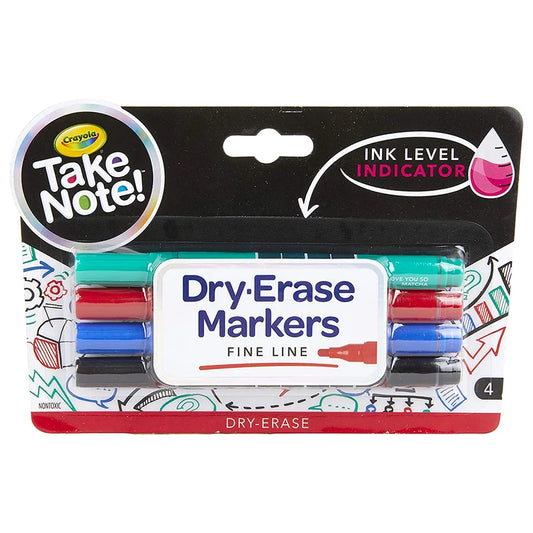 Low Odor Dry Erase Markers, Fine Tip, 4 Count