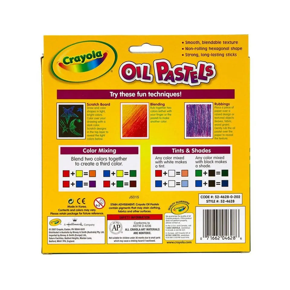 Crayola Oil Pastels,28 Ct Sticks | Features 28 Oil Pastels in unique, vibrant colors.| These creative arts and crafts supplies are great for art projects, school projects, and more. | Ideal for ages 4 & up.