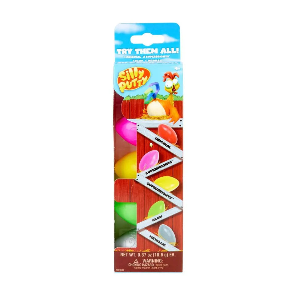 Crayola – Silly Putty Assorted 5 pack | Compact size of the egg makes it easy to take on the go, perfect for travel or playdates. | Non-Toxic and Safe | Suitable ages 4+