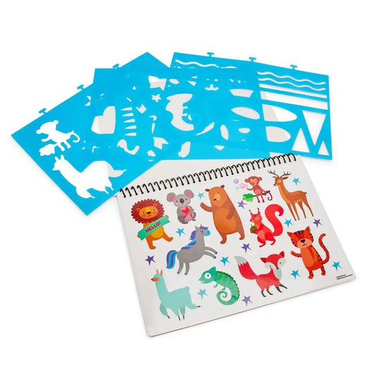 Crayola Stencil Colouring Book | Includes Patterned pages, Colouring pages, Stencil sheet & Stickers, and sticker scenes | Ages 6+