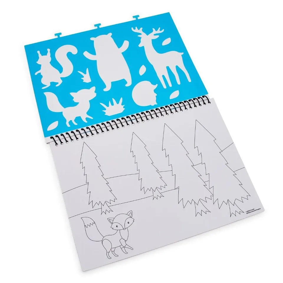 Crayola Stencil Colouring Book | Includes Patterned pages, Colouring pages, Stencil sheet & Stickers, and sticker scenes | Ages 6+