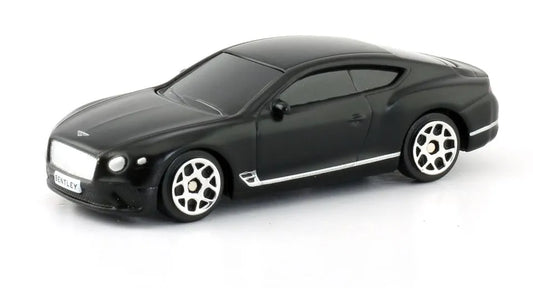D-Power 1:64 Diecast Bentley Continental GT 2018 – Licensed Collectible Model Car (Matte Black) | Metal Body, Free-Rolling Wheels