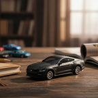 D-Power 1:64 Diecast Ford Mustang 2015 – Licensed Collectible Model Car (Matte Black) | Metal Body, Free-Rolling Wheels