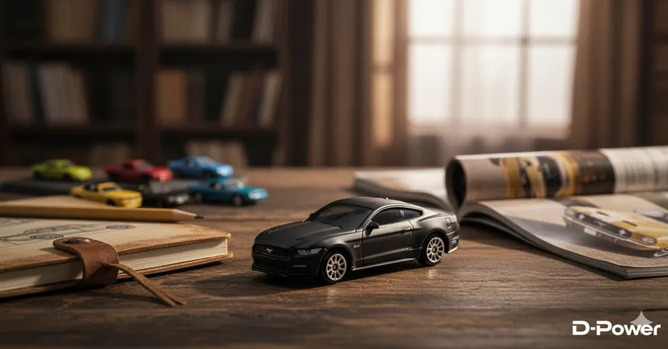 D-Power 1:64 Diecast Ford Mustang 2015 – Licensed Collectible Model Car (Matte Black) | Metal Body, Free-Rolling Wheels