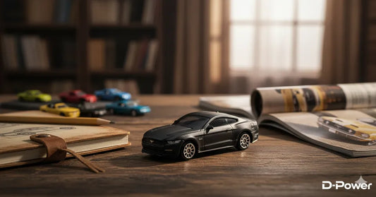 D-Power 1:64 Diecast Ford Mustang 2015 – Licensed Collectible Model Car (Matte Black) | Metal Body, Free-Rolling Wheels