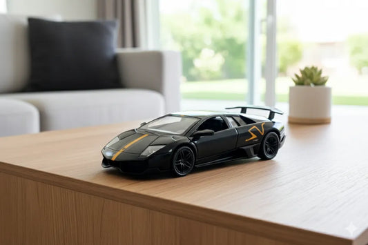 D-Power 1:36 Diecast Lamborghini LP670-4 Murciélago Special Edition – Black Model Car, Pull Back Action, Collectible Supercar Toy