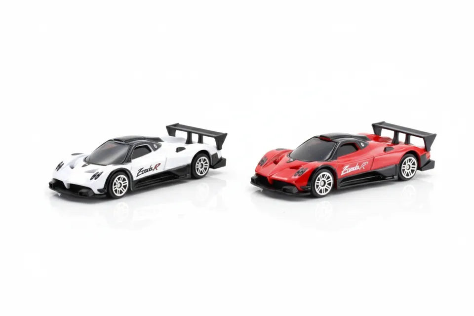 D-Power 1:64 Diecast Pagani Zonda R  – White / Red (Assorted) Collectible Mini Supercar, Kids & Adult Toy Car Model
