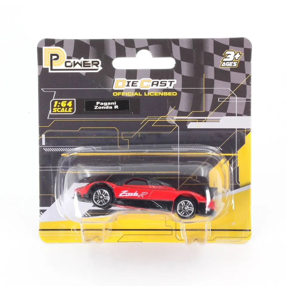 D-Power 1:64 Diecast Pagani Zonda R  – White / Red (Assorted) Collectible Mini Supercar, Kids & Adult Toy Car Model