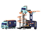 D-Power – Super Transformer Construction Truck | 2in1 - Truck & Track Set, 6 Cars and Sign Boards included, 3+ yrs | Blue