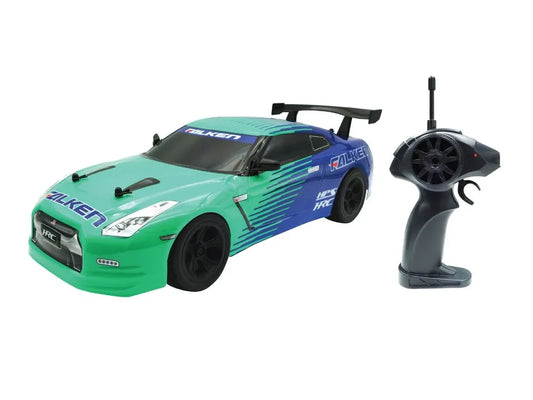D-power - 1:10 Nissan GT-R Falken RC Car – 2.4GHz Remote Control, 7.4V USB Rechargeable Battery, Realistic Drift Design, for Kids Ages 6+