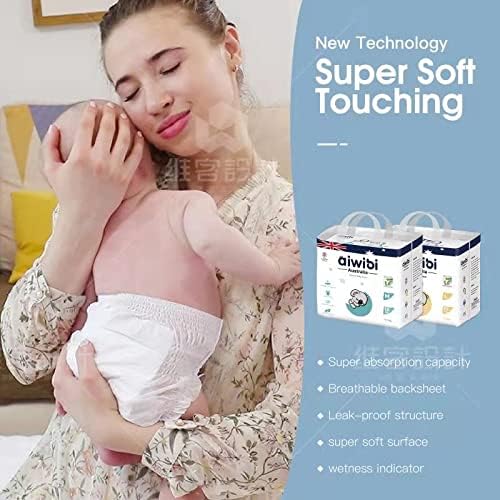 Aiwibi Ultra-Thin Premium Baby Pants Diaper, Super Soft and Ultra Thin,Anti-irritation Pants Royal Care Baby Nappy Pants, Super Absorption, 360 Stretchy Waistband (X-Large, 40, count)