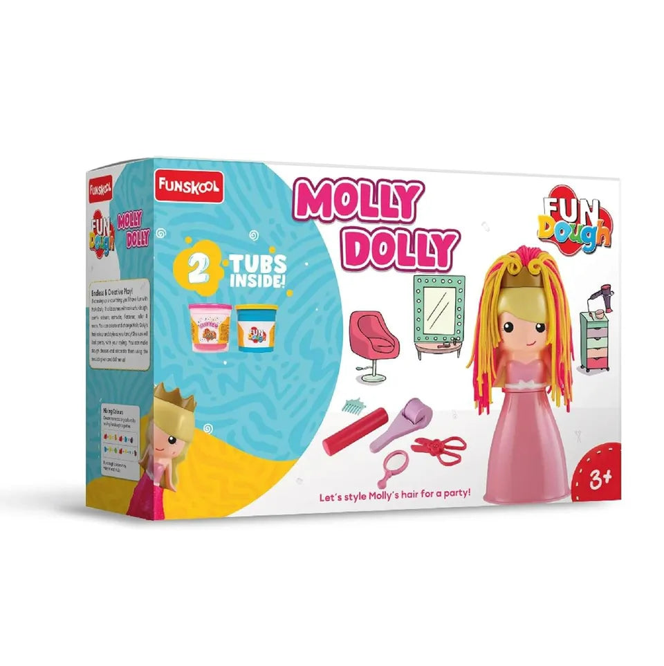 Funskool Molly Dolly, Fundough | Pretend Playset, Multicolour, Dough, Toy, Shaping, Sculpting, Ages 3+