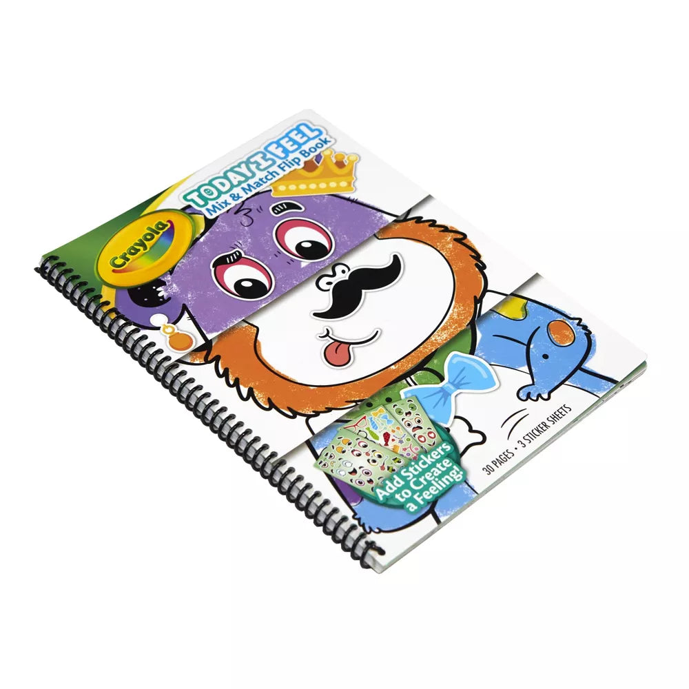 Crayola “Today I Feel” Animal Mix & Match Flip Book – Emotion Learning Activity for Toddlers, 30 Pages & 50+ Stickers | Preschool Feelings Book for Coloring, Mixing & Matching | Educational Gift for Kids Ages 3+
