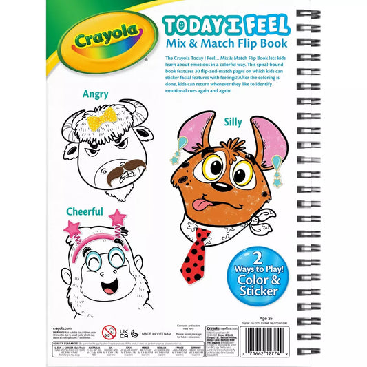 Crayola “Today I Feel” Animal Mix & Match Flip Book – Emotion Learning Activity for Toddlers, 30 Pages & 50+ Stickers | Preschool Feelings Book for Coloring, Mixing & Matching | Educational Gift for Kids Ages 3+