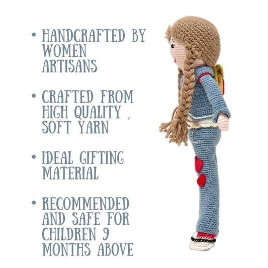 Happy Threads Handmade Crocheted Delightful Helen Doll (15 inches) – Multicolour | Crochet Toys | Child Safe | for Babies 6 Months & Above | Dolls for Boys/Girls| For Birthday Gift | Decorative Items for Room
