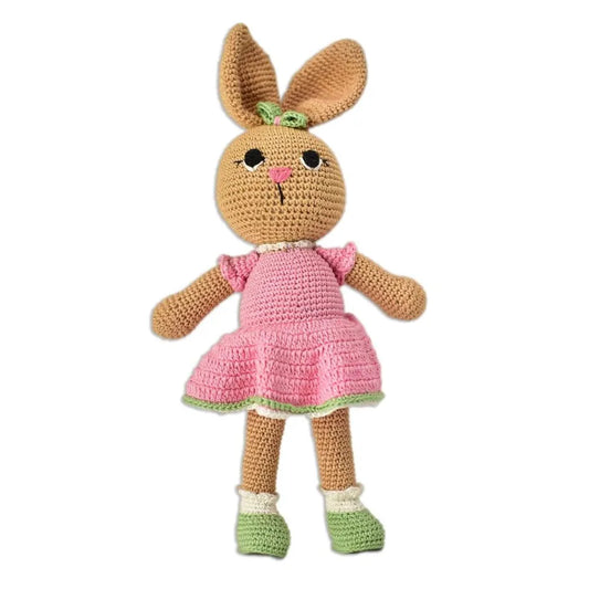 Happy Threads Handmade Crocheted Loving Bunny (10 inch) – Pink | Crochet Toys | Child Safe | for Babies 6 Months & Above | Dolls for Boys/Girls| For Birthday Gift | Decorative Items for Room