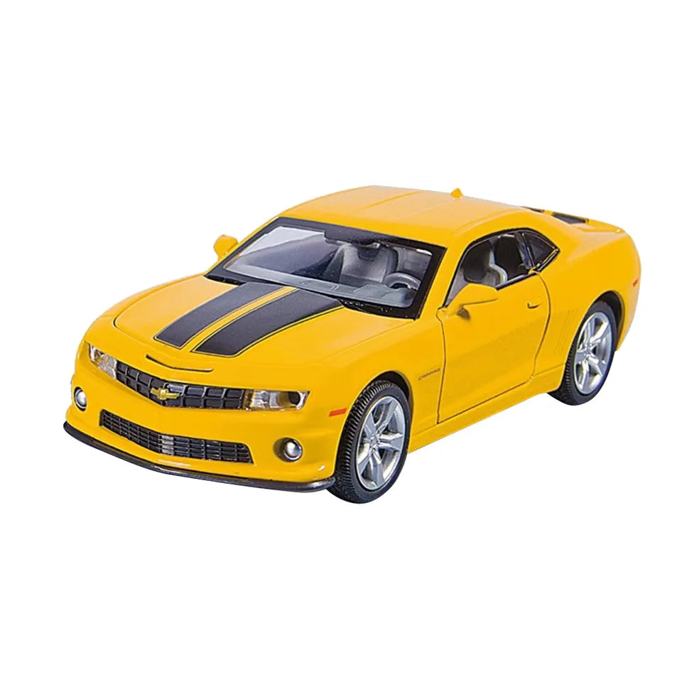 D-power MSZ – Chevrolet Camaro SS - Yellow| Die-Cast Replica, Ultimate Collector's Item, American Muscle Cars | Toy Vehicles, Metal Toy Car Model - Pull Back Collection | Size - 1:32, For Kids 3+