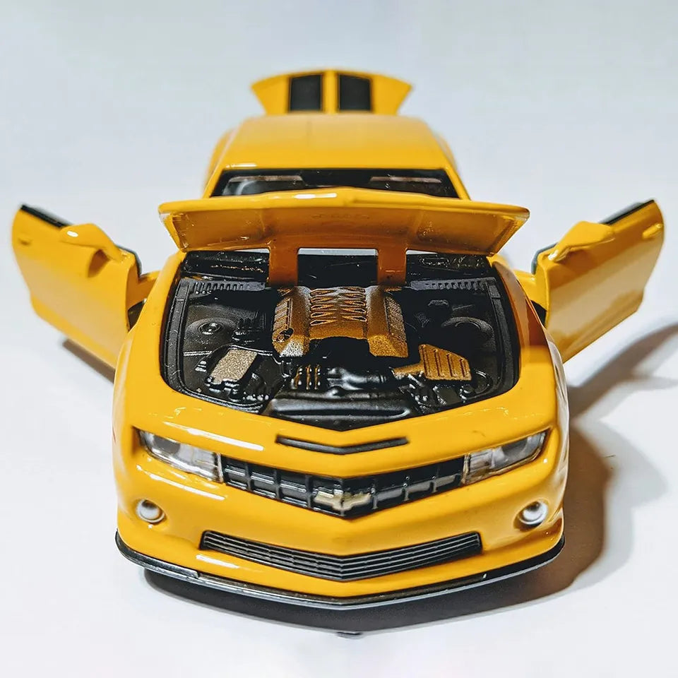 D-power MSZ – Chevrolet Camaro SS - Yellow| Die-Cast Replica, Ultimate Collector's Item, American Muscle Cars | Toy Vehicles, Metal Toy Car Model - Pull Back Collection | Size - 1:32, For Kids 3+