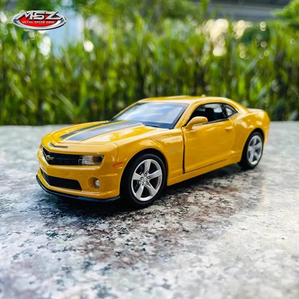 D-power MSZ – Chevrolet Camaro SS - Yellow| Die-Cast Replica, Ultimate Collector's Item, American Muscle Cars | Toy Vehicles, Metal Toy Car Model - Pull Back Collection | Size - 1:32, For Kids 3+