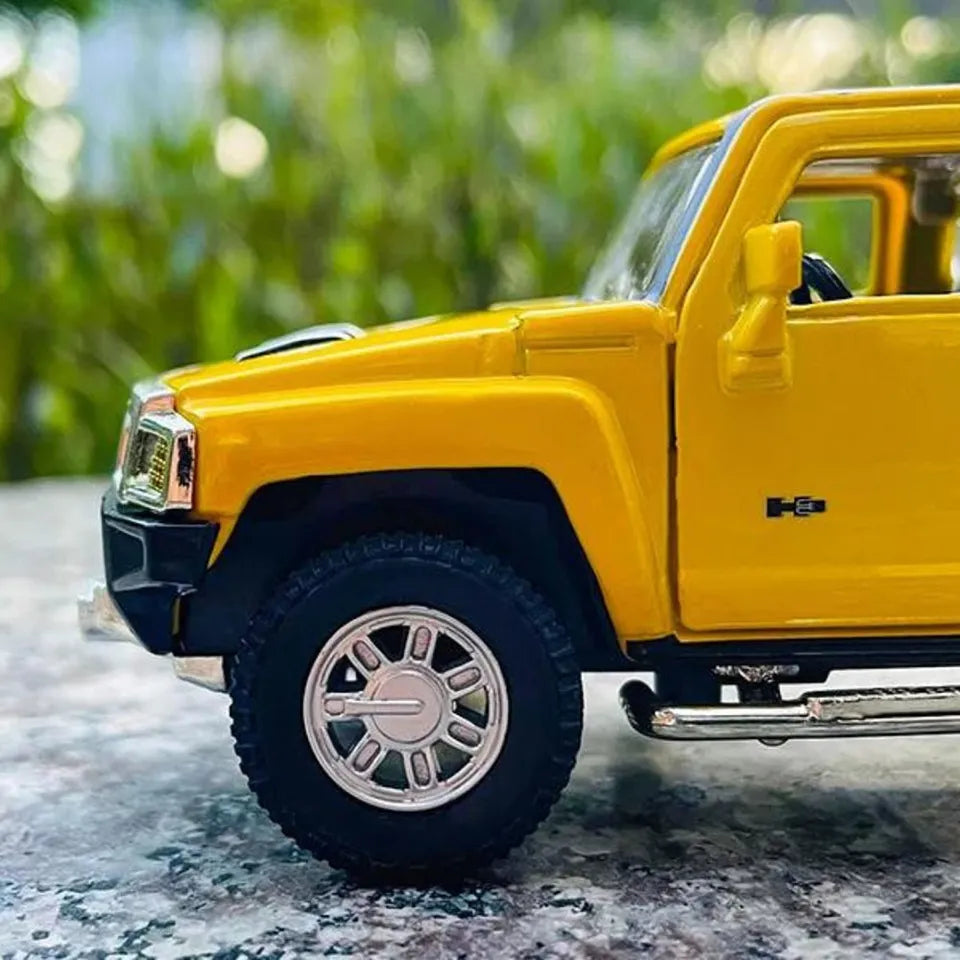 D-power MSZ – Hummer H3 - Yellow | Die-Cast Replica, Ultimate Collector's Item, SUV Cars | Toy Vehicles, Metal Toy Car Model - Pull Back Collection | Size - 1:32, For Kids 3+