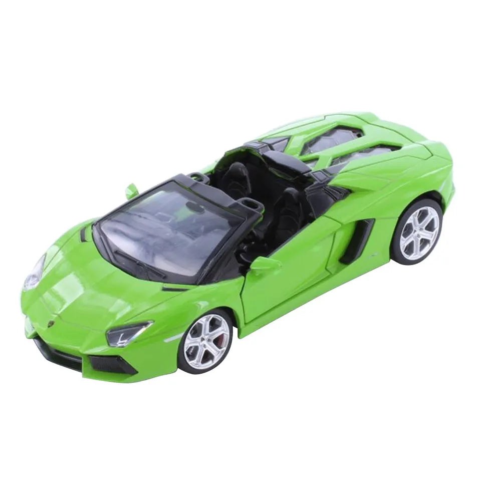 D-power MSZ – Lamborghini Aventador Roadster – Green | Die-Cast Replica, Ultimate Collector's Item, Hyper Cars | Interact with Doors & Hoods - Pull Back Collection with Lights & Sounds | Size - 1:32, For Kids 3+