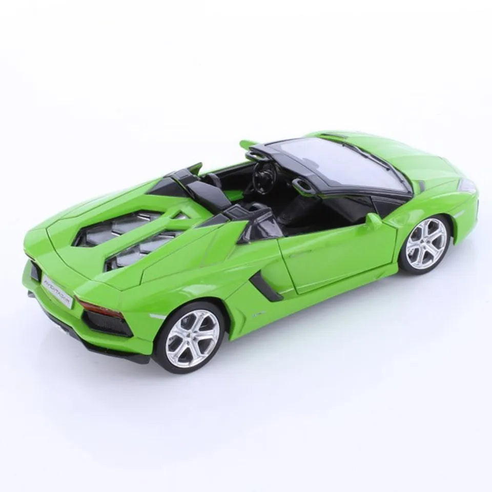 D-power MSZ – Lamborghini Aventador Roadster – Green | Die-Cast Replica, Ultimate Collector's Item, Hyper Cars | Interact with Doors & Hoods - Pull Back Collection with Lights & Sounds | Size - 1:32, For Kids 3+
