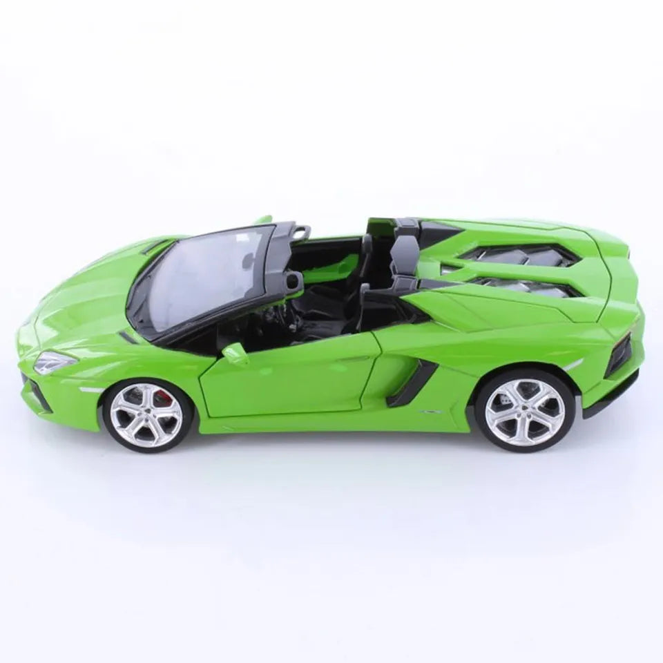 D-power MSZ – Lamborghini Aventador Roadster – Green | Die-Cast Replica, Ultimate Collector's Item, Hyper Cars | Interact with Doors & Hoods - Pull Back Collection with Lights & Sounds | Size - 1:32, For Kids 3+