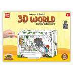 UnikPlay 3D World Jungle Adventure Art & Craft Kit for Kids | DIY 3D Jungle Diorama with Animals | Coloring, Assembly & Creative Play | Educational Toy for Ages 5+