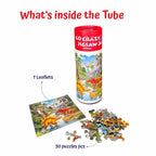 Unikplay - Mini Jigsaw Puzzle Tube – Dino | 30-Piece Dinosaur Puzzle for Kids | Unique Shaped Pieces | Travel-Friendly Educational Toy | Ages 3+