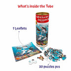 Unikplay - Mini Jigsaw Puzzle Tube – Underwater | 30-Piece Underwater Puzzle for Kids | Unique Shaped Pieces | Travel-Friendly Educational Toy | Ages 3+