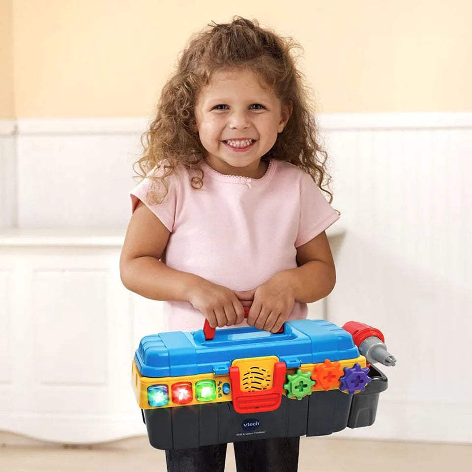 Vtech Vtech Drill And Learn Toolbox, Toy with Music, Lights, Colours, Baby Interactive, Educational Gift Suitable for 18, 24, 36 months Boys & Girls, English Version