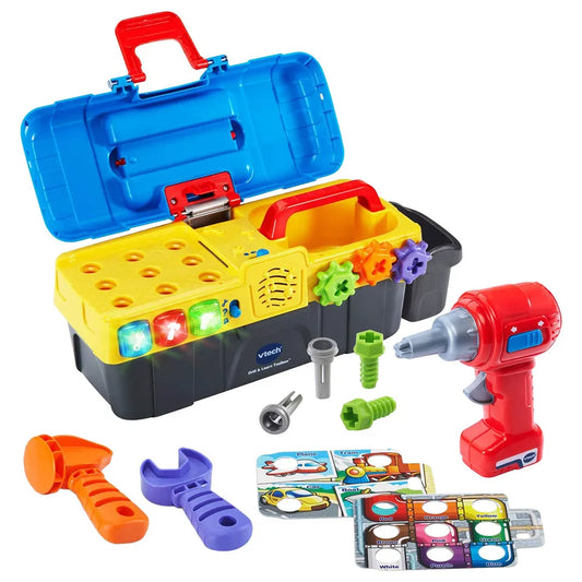 Vtech Vtech Drill And Learn Toolbox, Toy with Music, Lights, Colours, Baby Interactive, Educational Gift Suitable for 18, 24, 36 months Boys & Girls, English Version